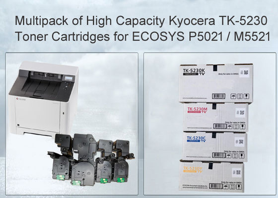 Kyocera Ecosys M5521 Kartrid Toner Hitam dan Warna TK5230 CMYK 4 Paket dengan Japan Toner Powder