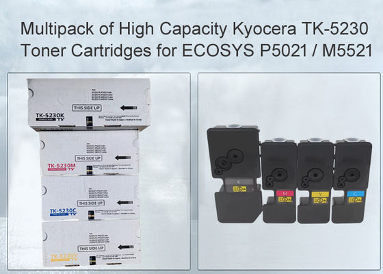 Kyocera Ecosys M5521 Kartrid Toner Hitam dan Warna TK5230 CMYK 4 Paket dengan Japan Toner Powder